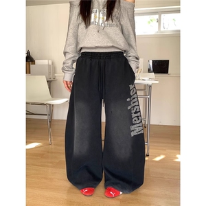 复古潮牌设计感弯刀卫裤男女美式宽松休闲阔腿裤潮流LM466-P55图片