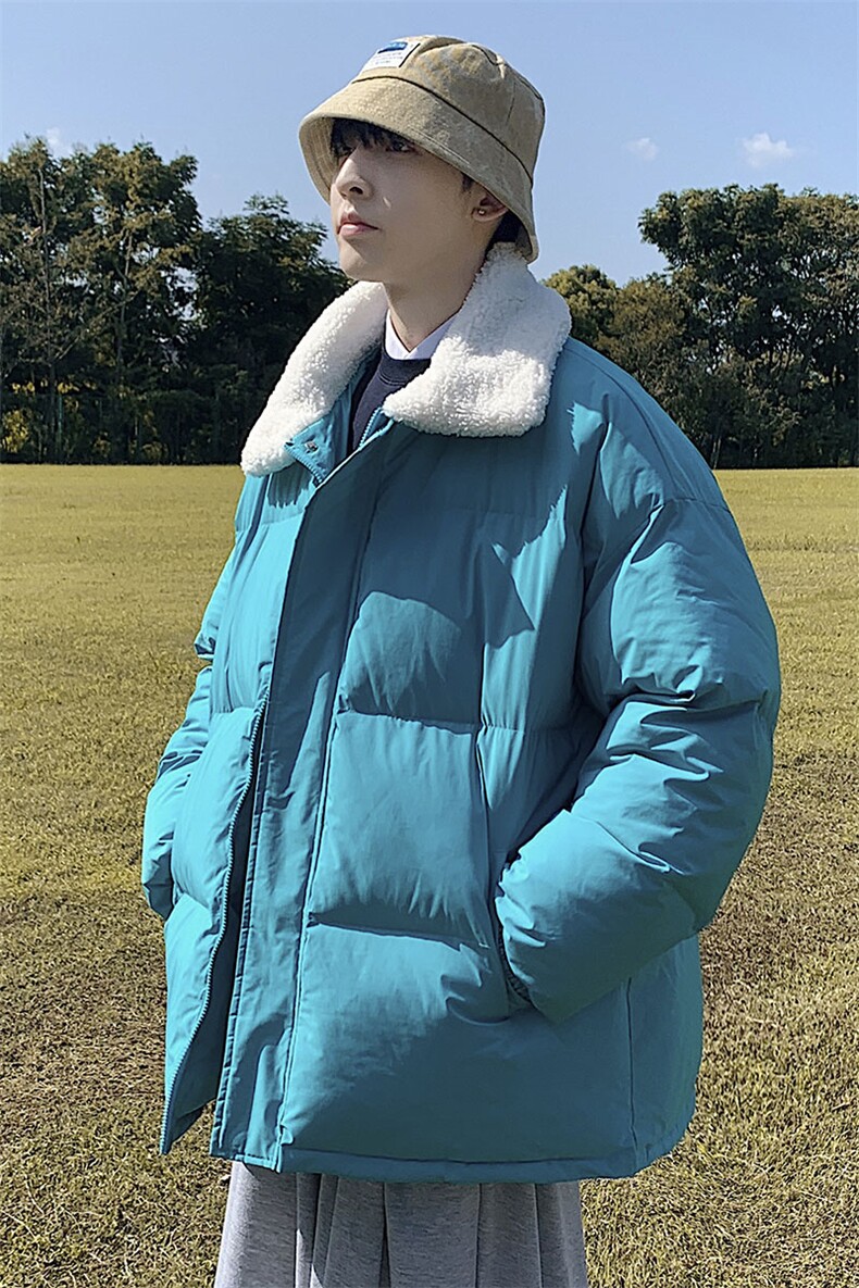 2023冬季男士羊羔毛翻领棉衣男纯色港风面包服棉服A071-Y277-P115,男装棉衣,电商A071
