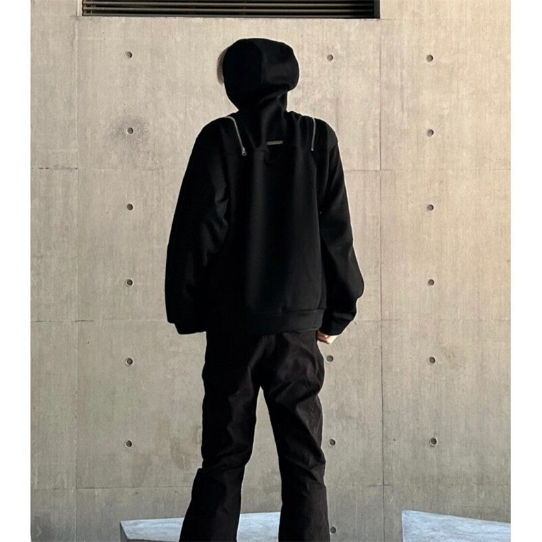 美式小众解构拉链连帽卫衣男春秋季宽松潮牌街头嘻哈设计感外套,男装卫衣,星座601-1