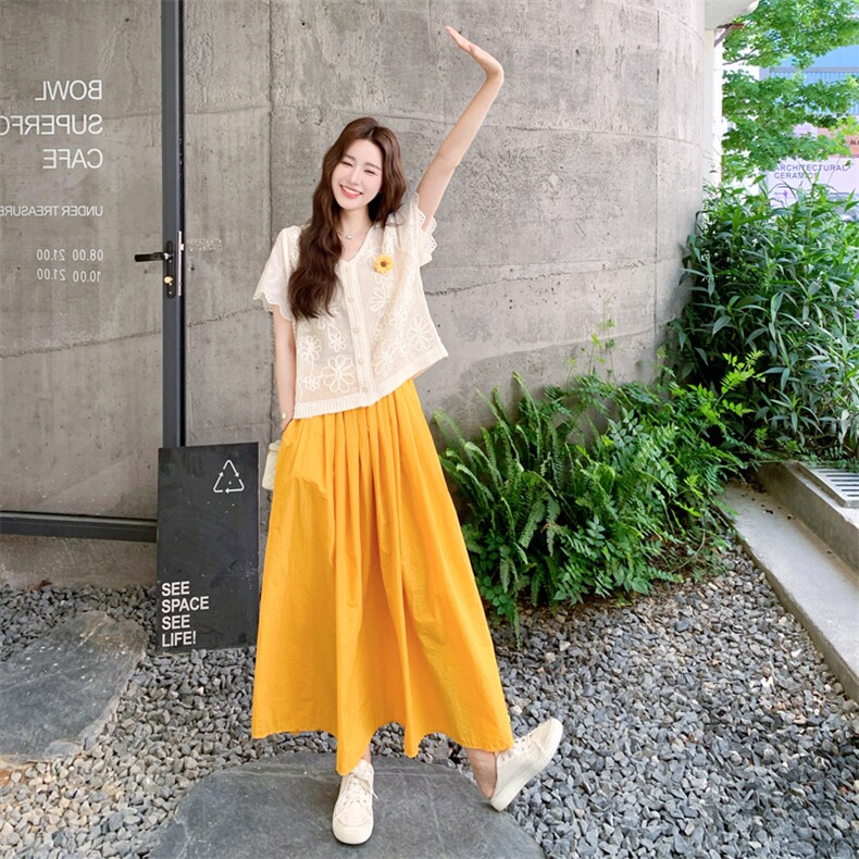 现货勾花镂空上衣半身裙套装2C158-6002-P145-K208,女装套装/套裙,2C158