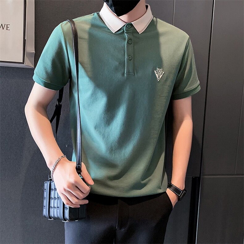 2025新款夏季Polo衫短袖T恤男翻领潮牌刺绣体恤A313-1-9510-P48,男装T恤,电商A313-1