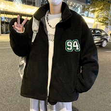 冬装新款羊羔毛颗粒绒加厚外套男女夹克宽松大码上衣JK30/P100，男装夹克，钱塘713