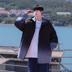 港风山系防水冲锋衣渐变色夹克男：聚酯纤维JK77088P85控128图片