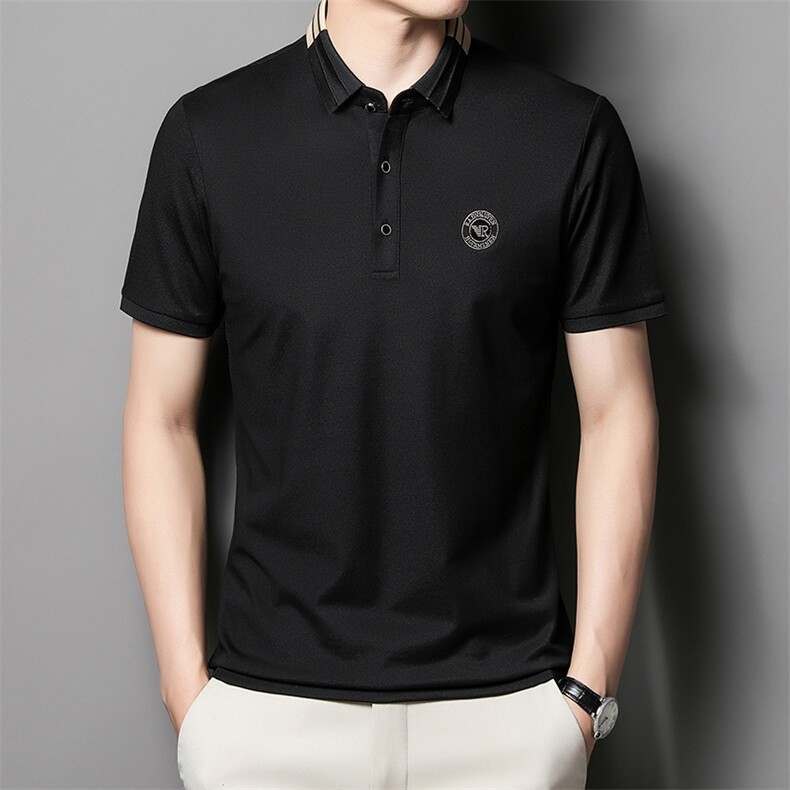 2024夏季短袖T恤翻领半袖纯色男士休闲内搭中年polo衫QP1662-P57,男装Polo衫,星座1105-3
