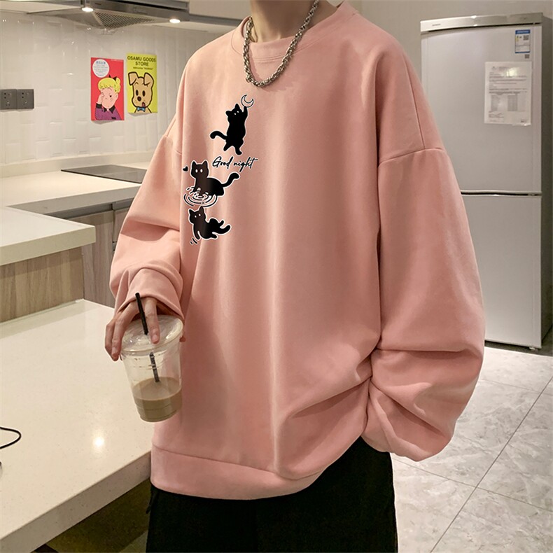 麂皮绒卫衣男大码重磅长袖t恤男JW81461-P35加绒款P45,男装T恤,电商A040