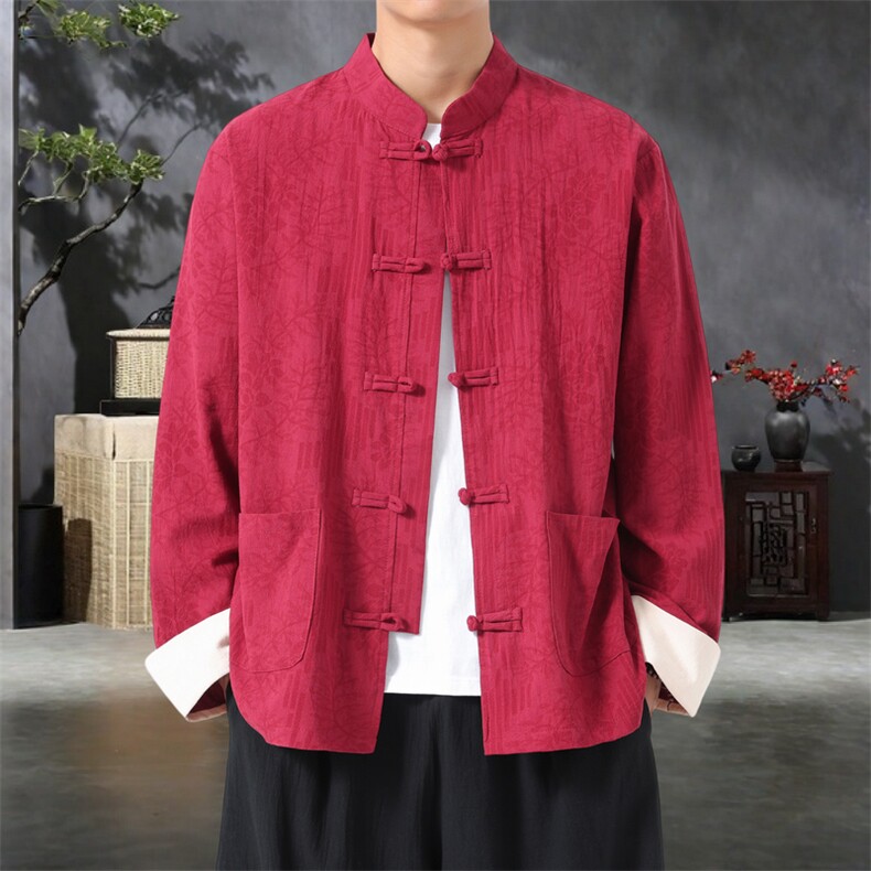 男士外套棉麻印花夹克盘扣立领唐装风XZ1512-2556-P45,男装夹克,星座1512