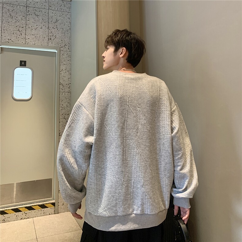 WY950-P32港风宽松型提花纹圆领卫衣,男装卫衣,星座1501-1
