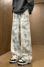 美式复古扎染裤子男春秋款宽松垂感阔腿裤直筒运动卫裤K7906-P38，男装休闲裤，星座505-3