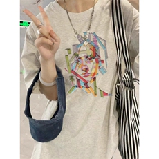 T0696-P30多彩设计感小众纯棉短袖潮新款夏季T恤宽松大码，女装T恤，星座617A-2