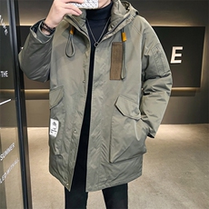 高品质重工工装中长款白鸭绒休闲宽松羽绒服外套XZ402-2P290控358，男装羽绒服，星座402-2