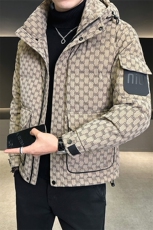 新做标50绒男士皮羽绒服冬季2025新款连帽外套A313-9159-P225，男装羽绒服，电商A313