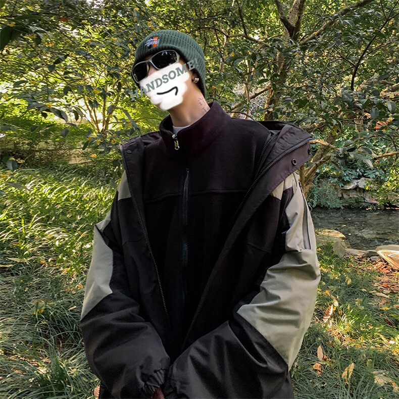 DZ3139-TP135控198三合一冲锋衣森系冬季新款连帽保暖男棉衣,男装棉衣,电商A102-1