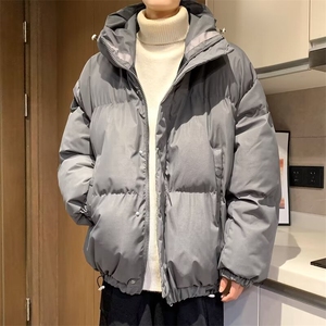 男冬季新款港风加厚ins潮流百搭纯色棉袄宽松款连帽面包服 MY011图片