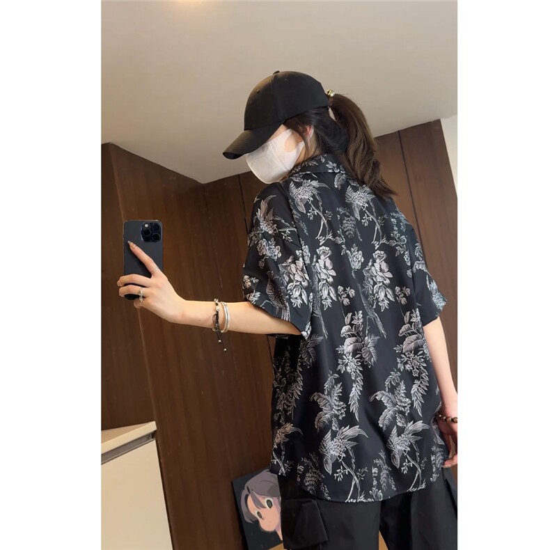 控价59扎染花衬衫水墨印花风衬衫多色宽松短袖衬衫CS892P30,男装衬衫,电商A128