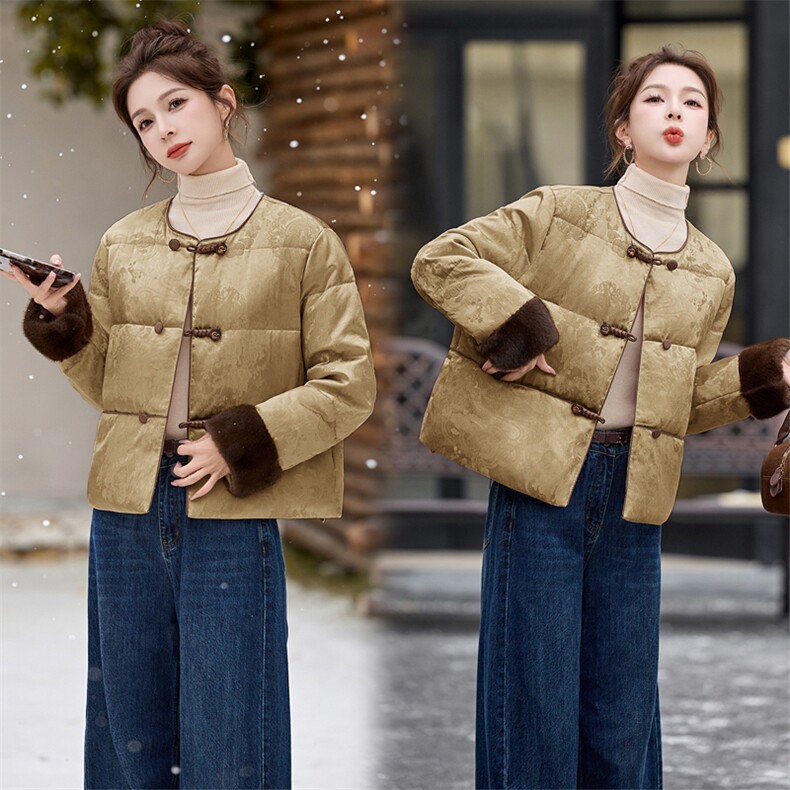 2025新款提花风显瘦新标90白鸭绒羽绒服,女装羽绒服,奕可儿