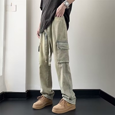 美式高街复古多口袋工装裤男士ins潮宽松休闲牛仔裤N0688-P50，男装牛仔裤，星座308B-1
