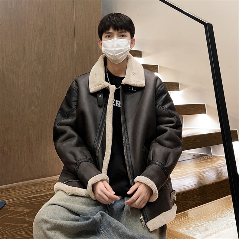 冬季皮棉衣男加厚皮毛一体棉袄棉服潮袄子翻领A266-MY066-P190,男装棉衣,电商A266