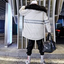 2020电商B247冬季新款中长款羽绒服港风大毛领情侣款抗寒919，男装羽绒服，电商B247