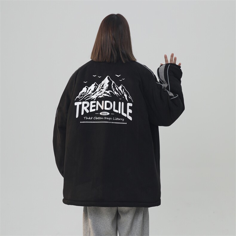 加绒加厚棉衣男女棉服雪山印花面包服立领棉袄中性外套1619H-P90,男装棉衣,星座207