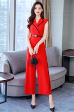 干练时尚连体裤2021年夏季百搭时尚梧袖翻领，女装连体裤，韩蜜菓