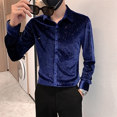 B302HF304P552023早春新款男士长袖满天星亮片衬衫社会风，男装衬衫，电商B216（原B302）