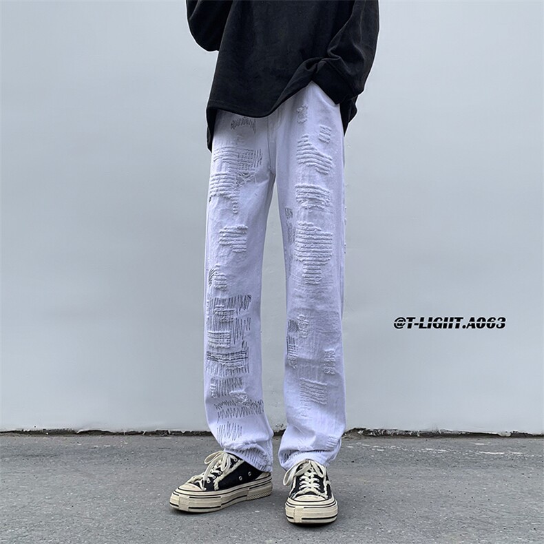 2023早春美式高街玩针刺绣毛须修身牛仔裤货号K697P60控价88,男装牛仔裤,电商A063