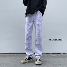 2023早春美式高街玩针刺绣毛须修身牛仔裤货号K697P60控价88，男装牛仔裤，电商A063