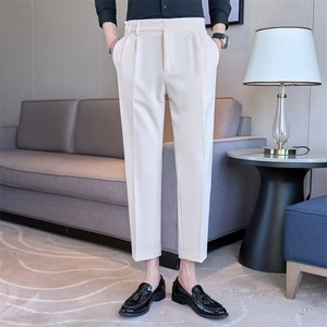 男士休闲西裤秋冬款那垂感直筒九分西装裤修身高腰西服裤子 XK6图片