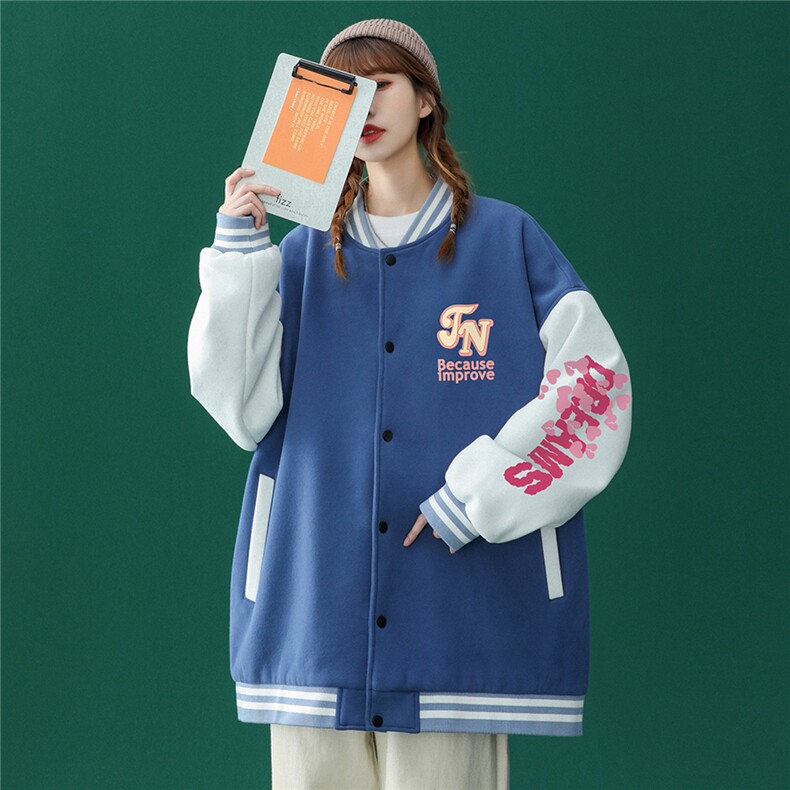 2022春季新品韩版JN印花宽松夹克情侣棒球服外套G93P65控88,男装夹克,A247A