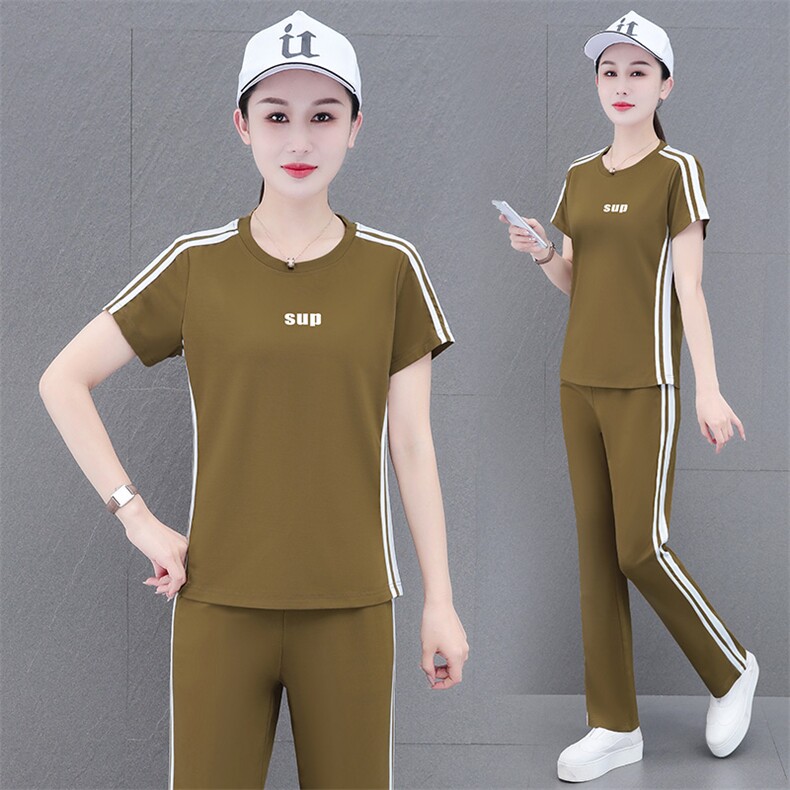 燕颉运动服套装夏装女2023年冰丝夏季薄款短袖休闲时尚两件套洋气图片