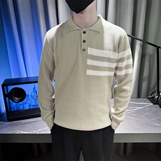秋冬季新款POLO领毛衣男潮流宽松三道杠针织衫A368-M831-P68，男装针织衫/毛衣，电商A368
