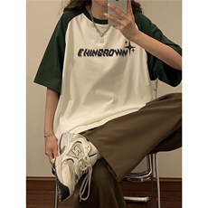 1中性大码M-5XL插肩袖设计情侣女美式潮短袖T恤男DT8794P35控49，男装T恤，星座226-2