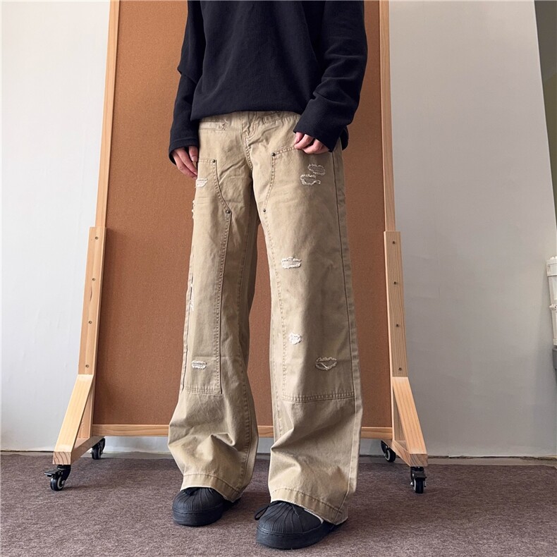 AK2032-P75美式潮流痞帅新款港风复古高街牛仔长裤，女装休闲裤，星座617A-2