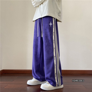 2023秋季新款麂皮绒垂感阔腿宽松美式运动裤B315-K23455-p60控78