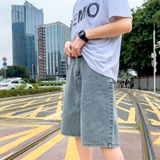 浅色水洗牛仔五分短裤男韩版夏ins新款宽松直筒阔腿裤K714-P30，男装牛仔裤，星座512-2