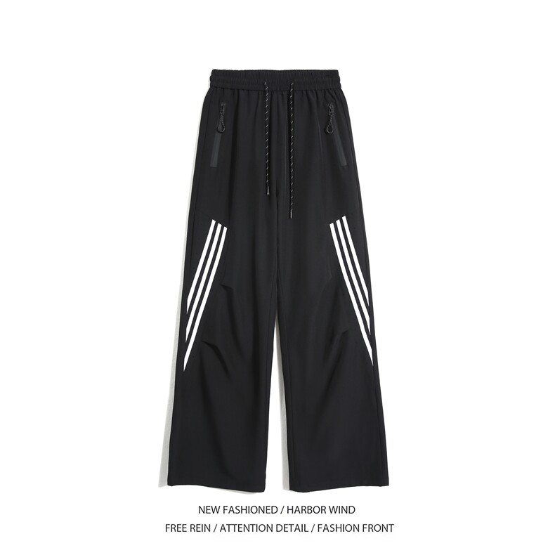 抖音品质夏季新款薄款透气条纹宽松冰丝裤B315-K24231-特P40控78,男装休闲裤,电商B315