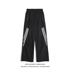 抖音品质夏季新款薄款透气条纹宽松冰丝裤B315-K24231-特P40控78，男装休闲裤，电商B315