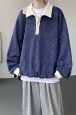 美式解构撞色拼接卫衣男秋季潮牌复古宽松大码痞帅情侣款上衣外套，男装卫衣，电商A059