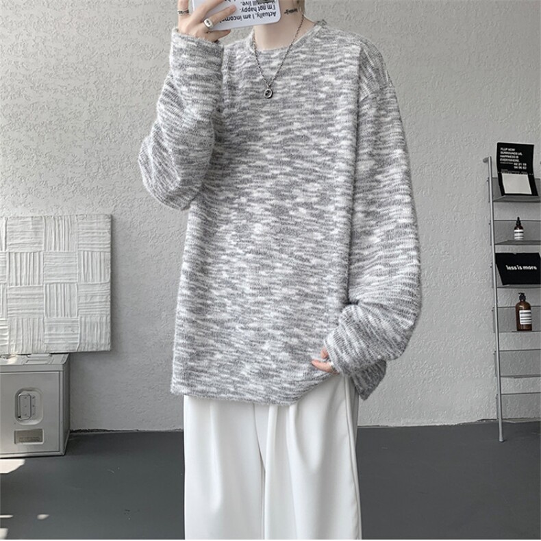 WY10156-特批40控78新款圆领简约套头宽松大码卫衣糯米衣服男,男装卫衣,电商A059
