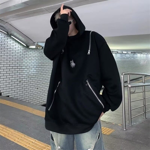 DQ38-P55美式连帽卫衣男春秋新款ins潮牌宽松百搭设计感拉链外套图片