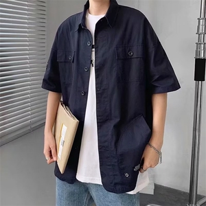 新款工装短袖男潮牌潮流美式复古宽松设计感衬衫T恤男CS0227-P38图片