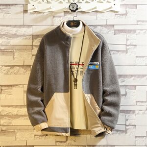 703-Y251 冬季高品质加厚羊羔毛拼色双面穿外套贴标图片