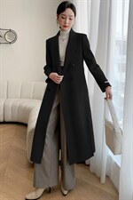 现货新款双面羊毛呢带复试后开叉100%全毛修身气质御姐款大衣，女装双面呢大衣，丝露依尚（原SL）