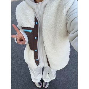 高品 户外情侣撞色拼接羊羔毛立领摇粒绒马甲外套男女 A1143-P72图片