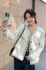 燕麦羊毛法式小香风外套女2025年春秋新款高级感百搭短款轻奢上衣，女装毛呢外套，天使之佳话