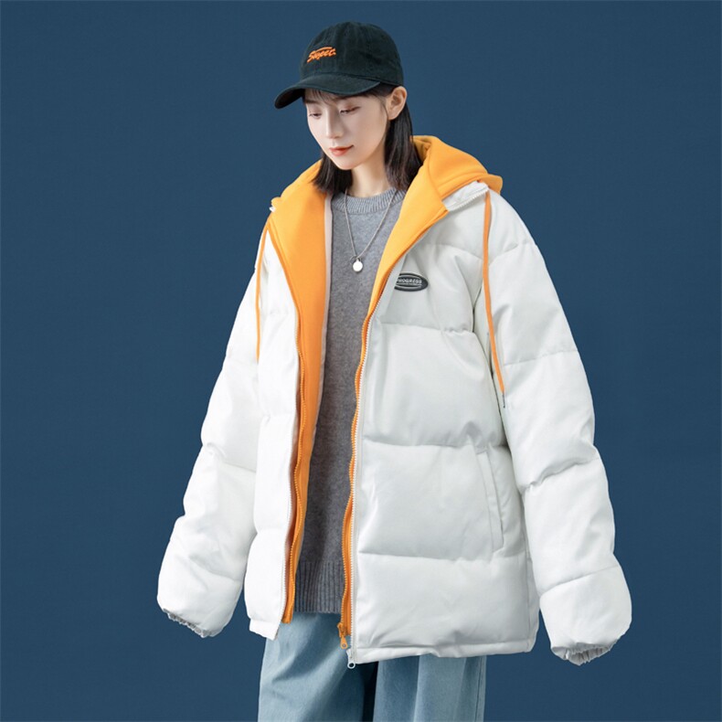 港风假两件情侣装棉衣男PU皮棉服面包服棉袄 3303-P80 控118图片