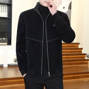 秋冬新款加厚金貂绒立领毛呢大衣短款夹克外套上衣男D31P145控238图片