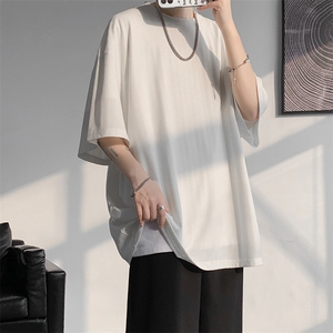 8XL-M 重磅！特大码港风短袖T恤男士半袖男五分袖体恤衫DX306P40图片