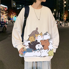 S6162-P28加绒款-P33秋季圆领卫衣男大码韩版宽松长袖外套，男装卫衣，电商A040