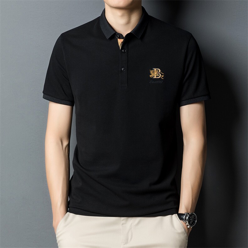 男士时尚短袖T恤薄翻领刺绣POLO衫上衣夏季中青年休闲百搭体恤衫图片